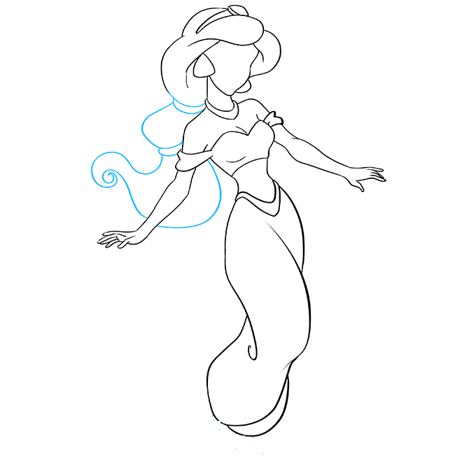 Hướng dẫn cách vẽ công chúa Jasmine đơn giản và xinh đẹp cho bé - Bước 7