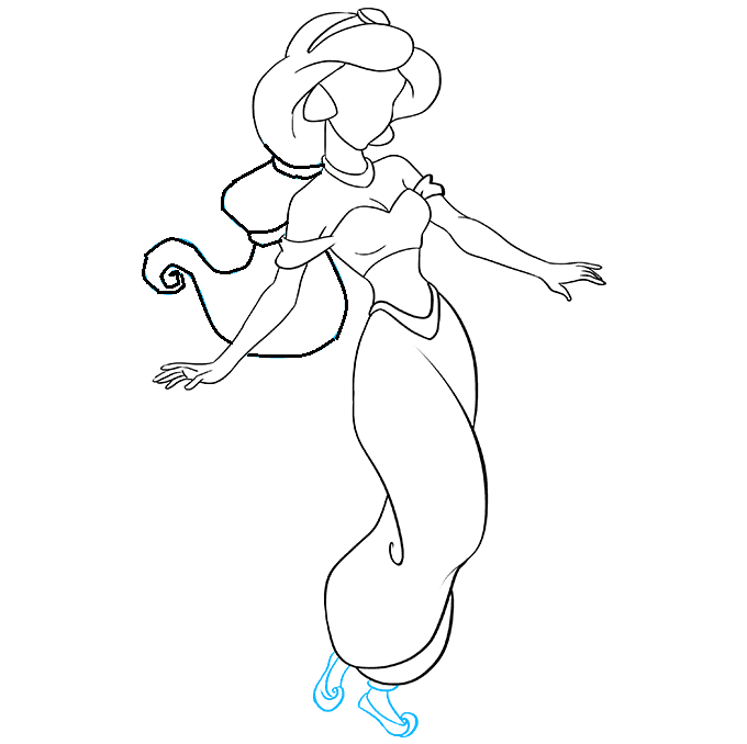 Hướng dẫn cách vẽ công chúa Jasmine đơn giản và xinh đẹp cho bé - Bước 8