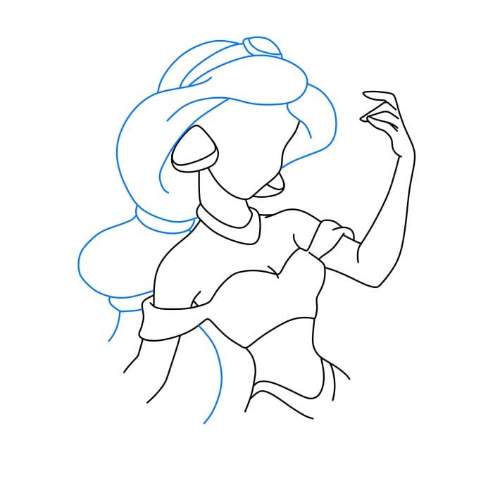 Hướng dẫn cách vẽ công chúa Jasmine đơn giản - Bước 5