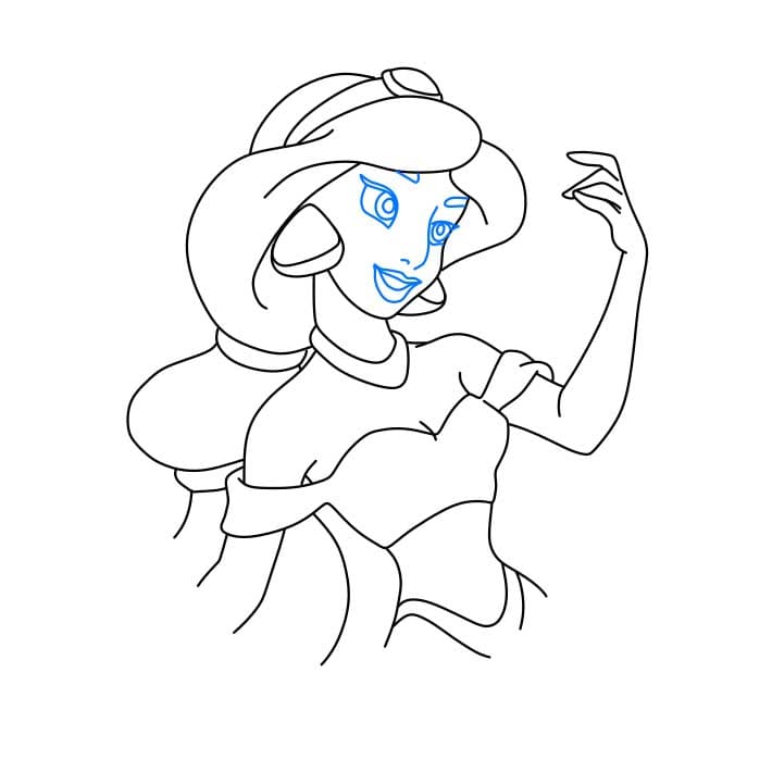 Hướng dẫn cách vẽ công chúa Jasmine đơn giản - Bước 6