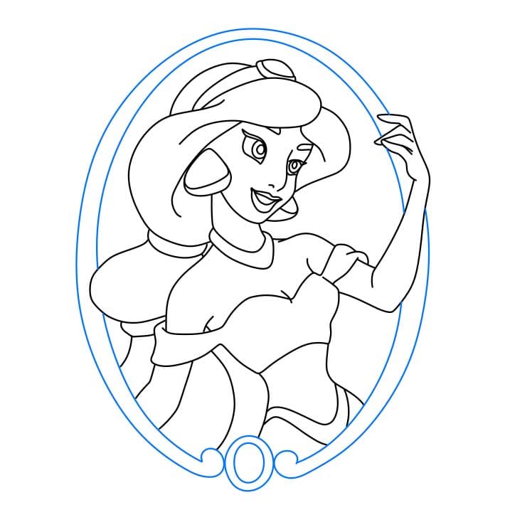 Hướng dẫn cách vẽ công chúa Jasmine đơn giản - Bước 7