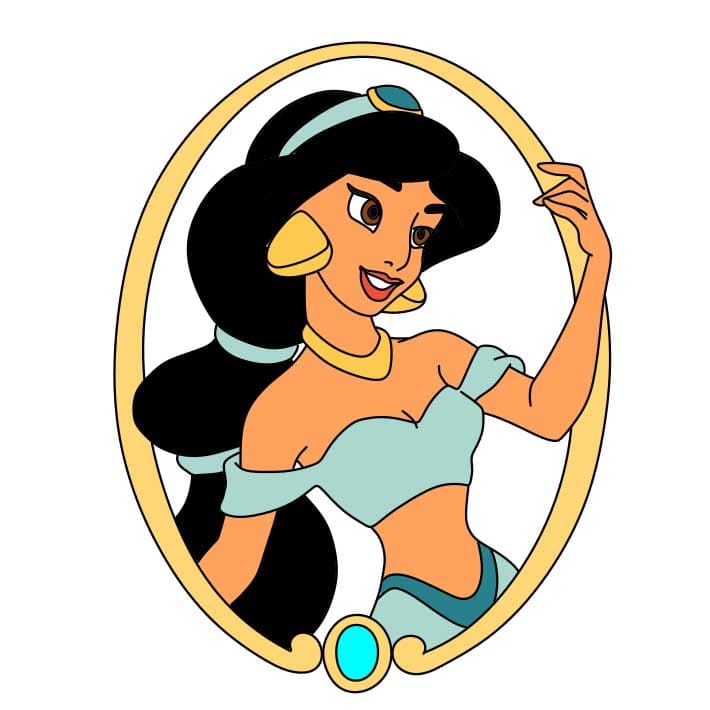 Hướng dẫn cách vẽ công chúa Jasmine đơn giản - Bước 8