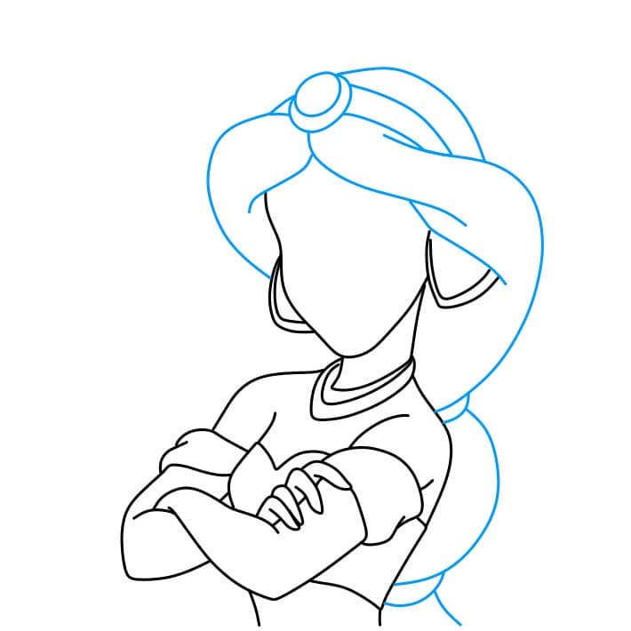 Hướng dẫn cách vẽ công chúa Jasmine chi tiết từng bước cho bé - Bước 4