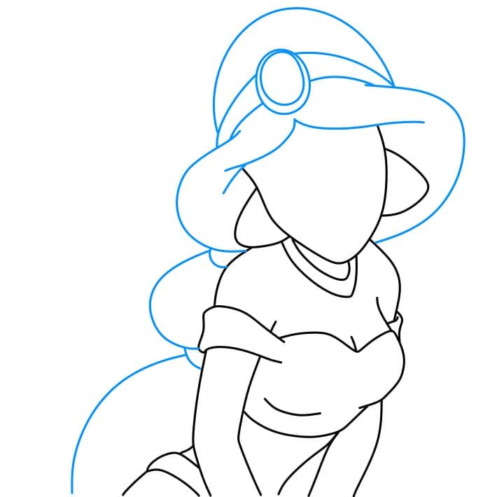 Hướng dẫn vẽ công chúa Jasmine đơn giản dễ thương - Bước 4