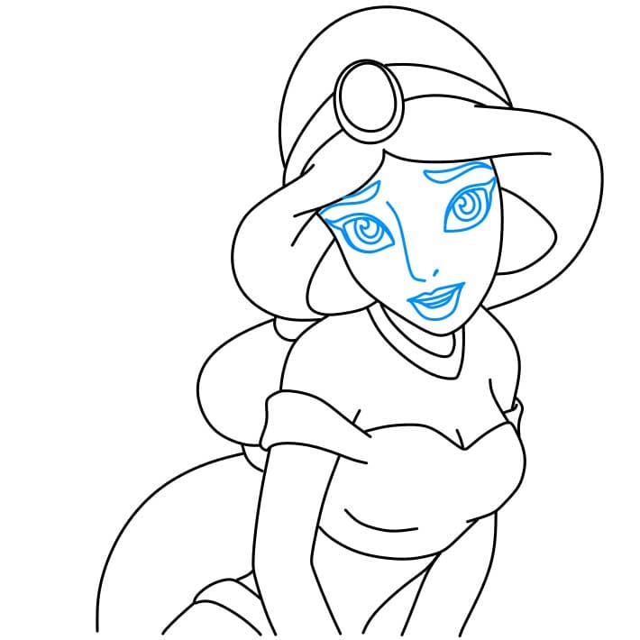 Hướng dẫn vẽ công chúa Jasmine đơn giản dễ thương - Bước 5