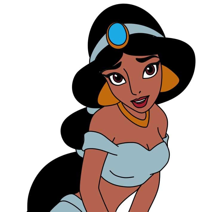 Hướng dẫn vẽ công chúa Jasmine đơn giản dễ thương