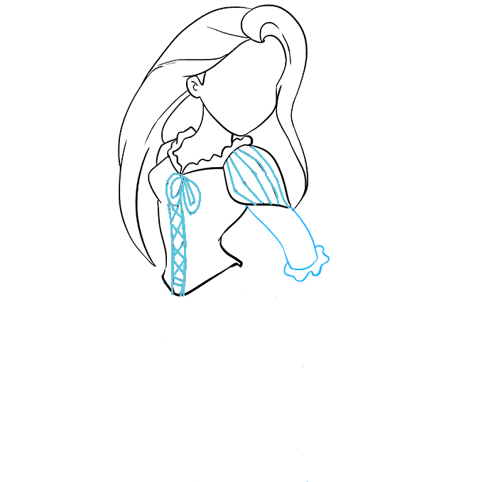 Hướng dẫn cách vẽ công chúa tóc mây đơn giản và dễ thương cho bé - Bước 4