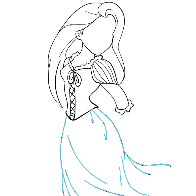 Hướng dẫn cách vẽ công chúa tóc mây đơn giản và dễ thương cho bé - Bước 5