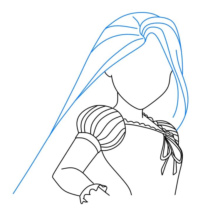 Hướng dẫn cách vẽ công chúa tóc mây đơn giản - Bước 4