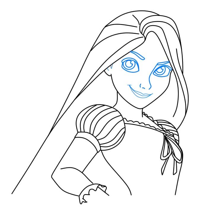 Hướng dẫn cách vẽ công chúa tóc mây đơn giản - Bước 5