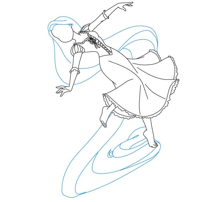 Hướng dẫn cách vẽ công chúa tóc mây đơn giản - Bước 5