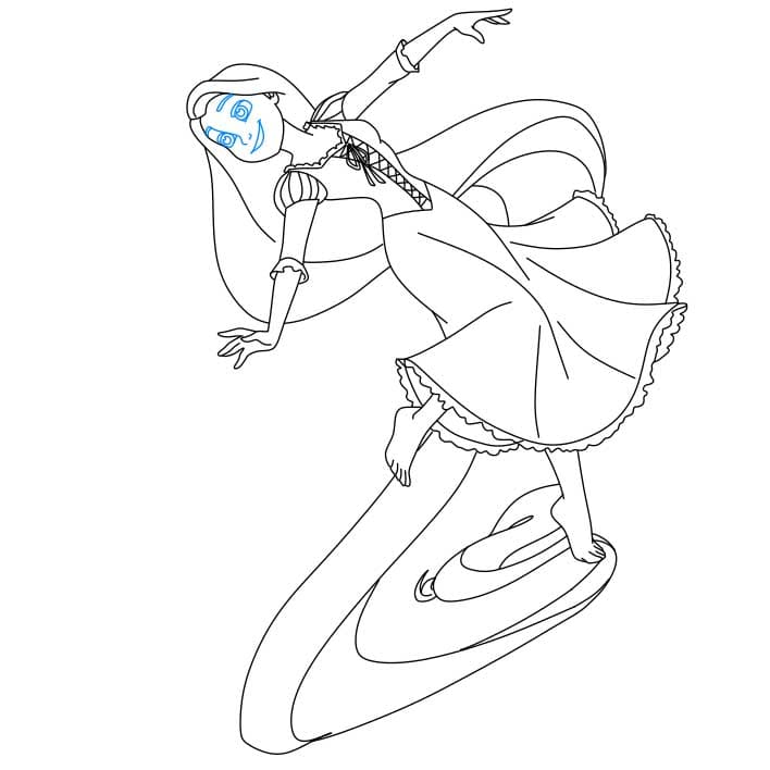 Hướng dẫn cách vẽ công chúa tóc mây đơn giản - Bước 6