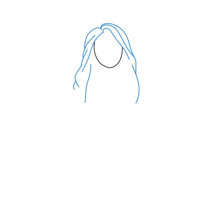 Hướng dẫn cách vẽ công chúa tóc mây đang cầm chiếc chảo - Bước 2