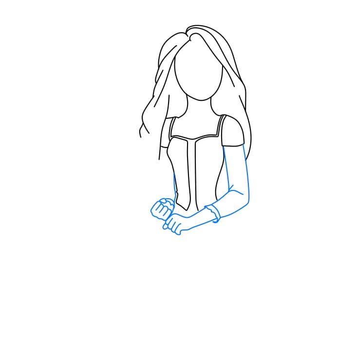 Hướng dẫn cách vẽ công chúa tóc mây đang cầm chiếc chảo - Bước 4