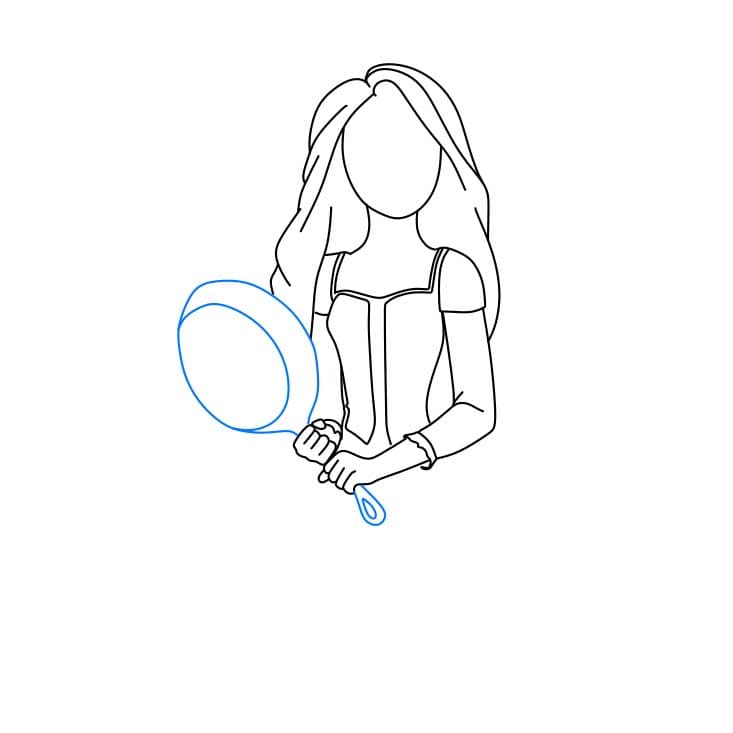 Hướng dẫn cách vẽ công chúa tóc mây đang cầm chiếc chảo - Bước 5