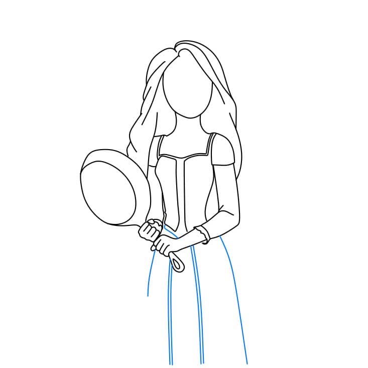 Hướng dẫn cách vẽ công chúa tóc mây đang cầm chiếc chảo - Bước 6