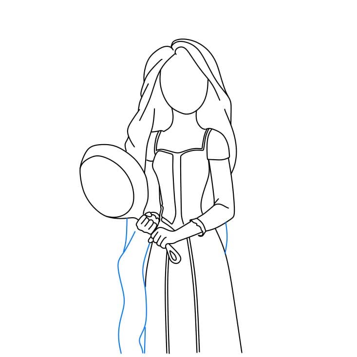 Hướng dẫn cách vẽ công chúa tóc mây đang cầm chiếc chảo - Bước 7