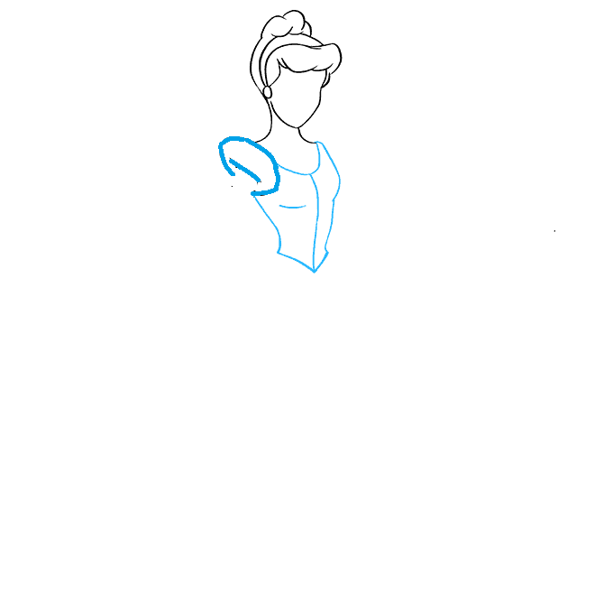 Hướng dẫn cách vẽ cô bé Lọ lem đơn giản cho bé - Bước 3