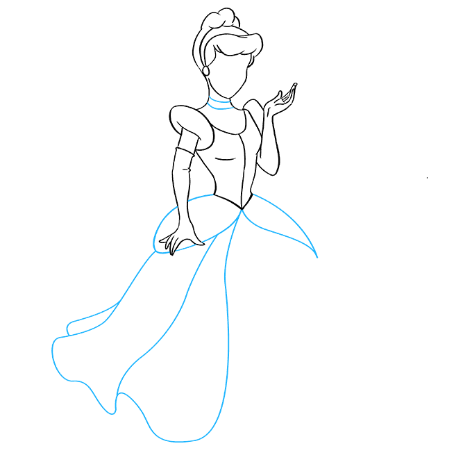 Hướng dẫn cách vẽ cô bé Lọ lem đơn giản cho bé - Bước 5