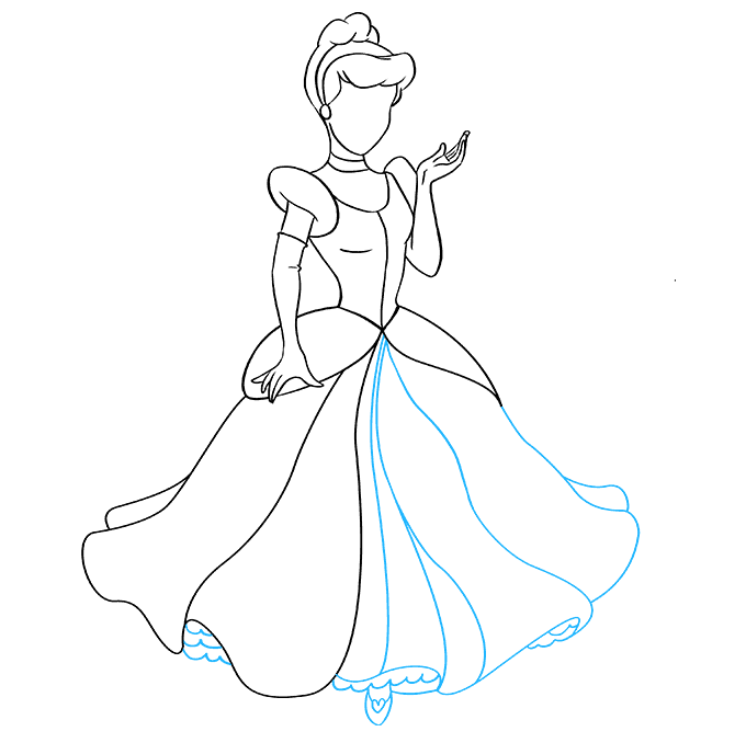 Hướng dẫn cách vẽ cô bé Lọ lem đơn giản cho bé - Bước 6