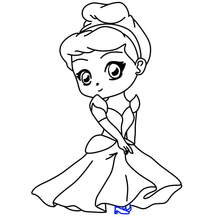 Hướng dẫn vẽ cô nàng lọ lem dễ thương - Bước 11