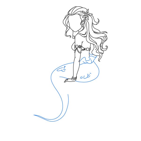 Hướng dẫn cách vẽ nàng tiên cá xinh đẹp và quyến rũ - Bước 5