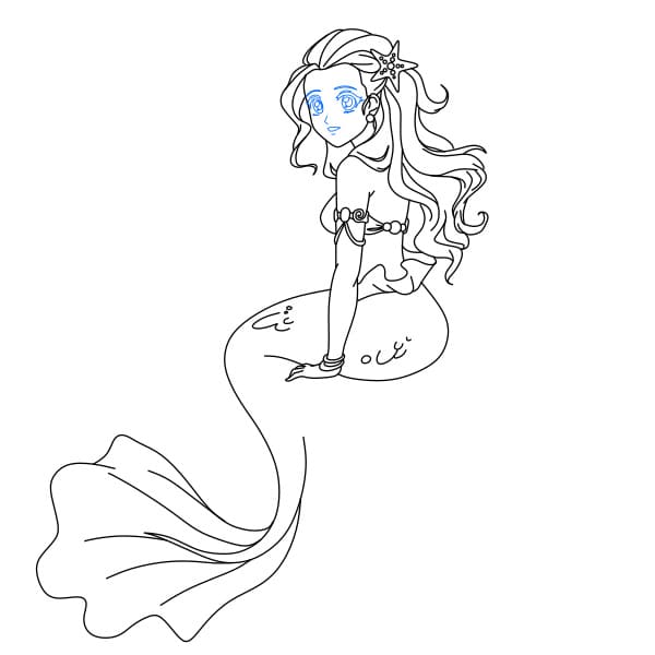 Hướng dẫn cách vẽ nàng tiên cá xinh đẹp và quyến rũ - Bước 6