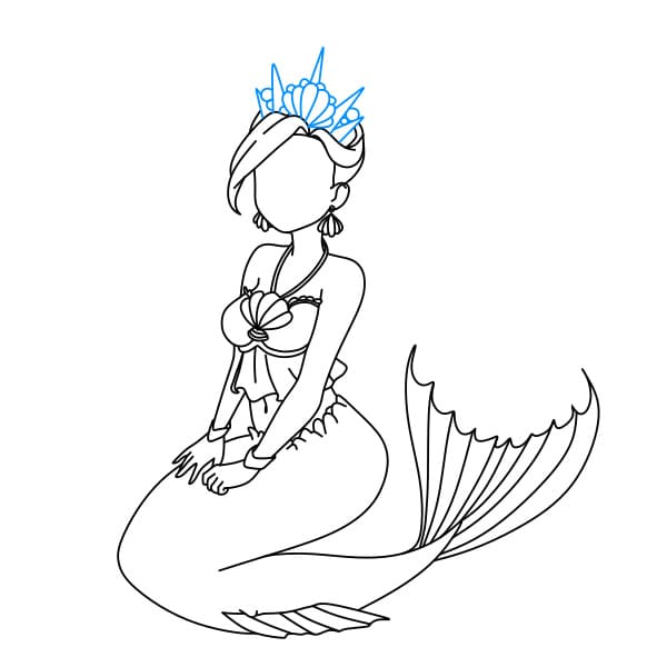 Hướng dẫn cách vẽ nàng tiên cá đáng yêu - Bước 10