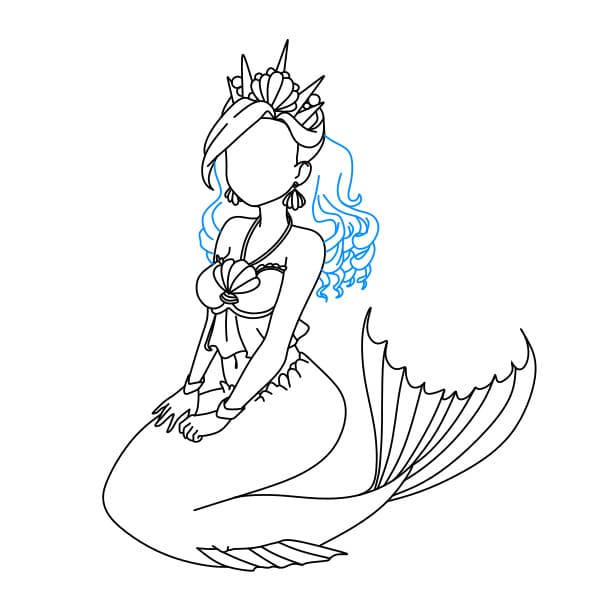 Hướng dẫn cách vẽ nàng tiên cá đáng yêu - Bước 11