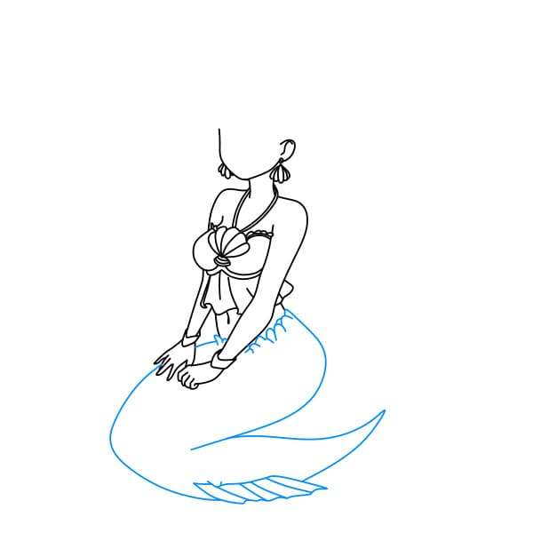 Hướng dẫn cách vẽ nàng tiên cá đáng yêu - Bước 8