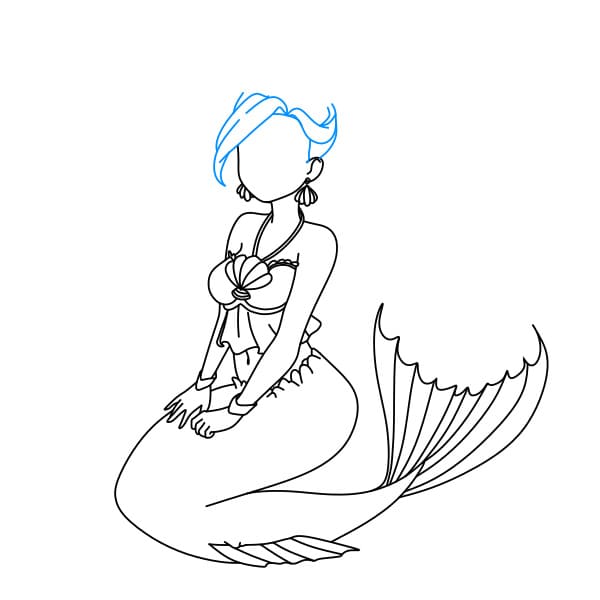 Hướng dẫn cách vẽ nàng tiên cá đáng yêu - Bước 9