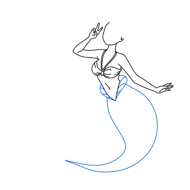 Hướng dẫn cách vẽ nàng tiên cá dễ thương và thân thiện - Bước 5