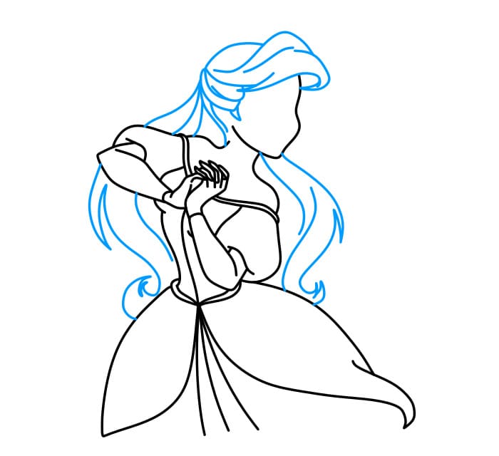 Hướng dẫn vẽ nàng tiên cá Ariel xinh đẹp cho bé - Bước 5