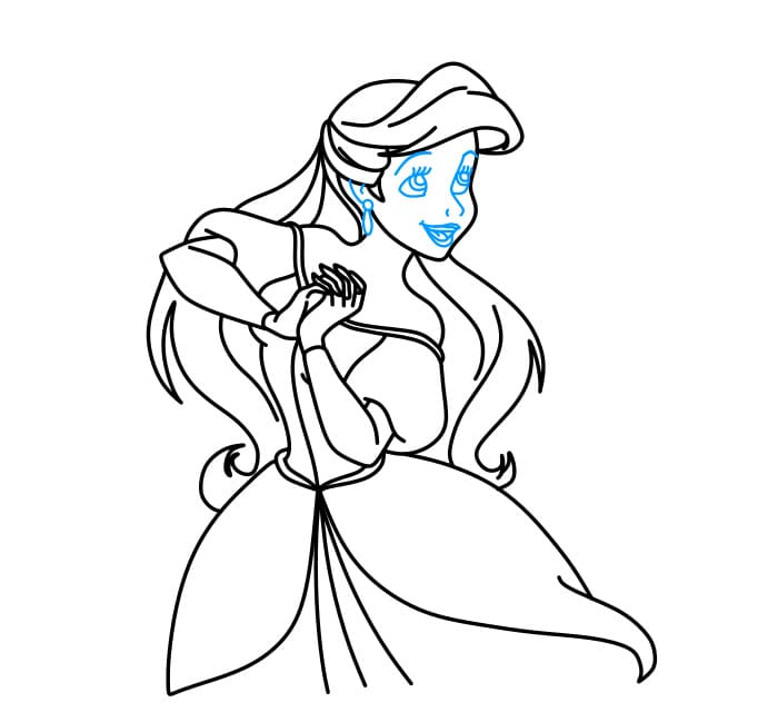 Hướng dẫn vẽ nàng tiên cá Ariel xinh đẹp cho bé - Bước 6