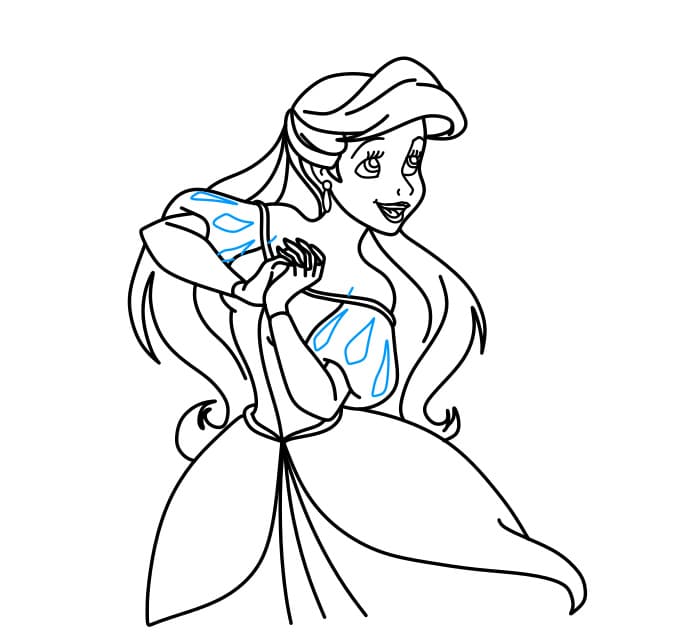 Hướng dẫn vẽ nàng tiên cá Ariel xinh đẹp cho bé - Bước 7