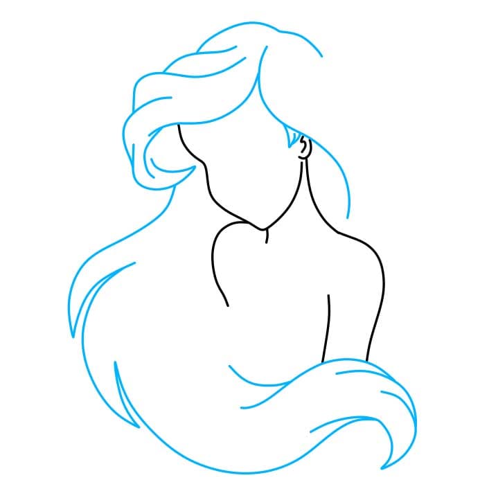 Hướng dẫn vẽ dễ dàng : nàng tiên cá Ariel - Bước 3