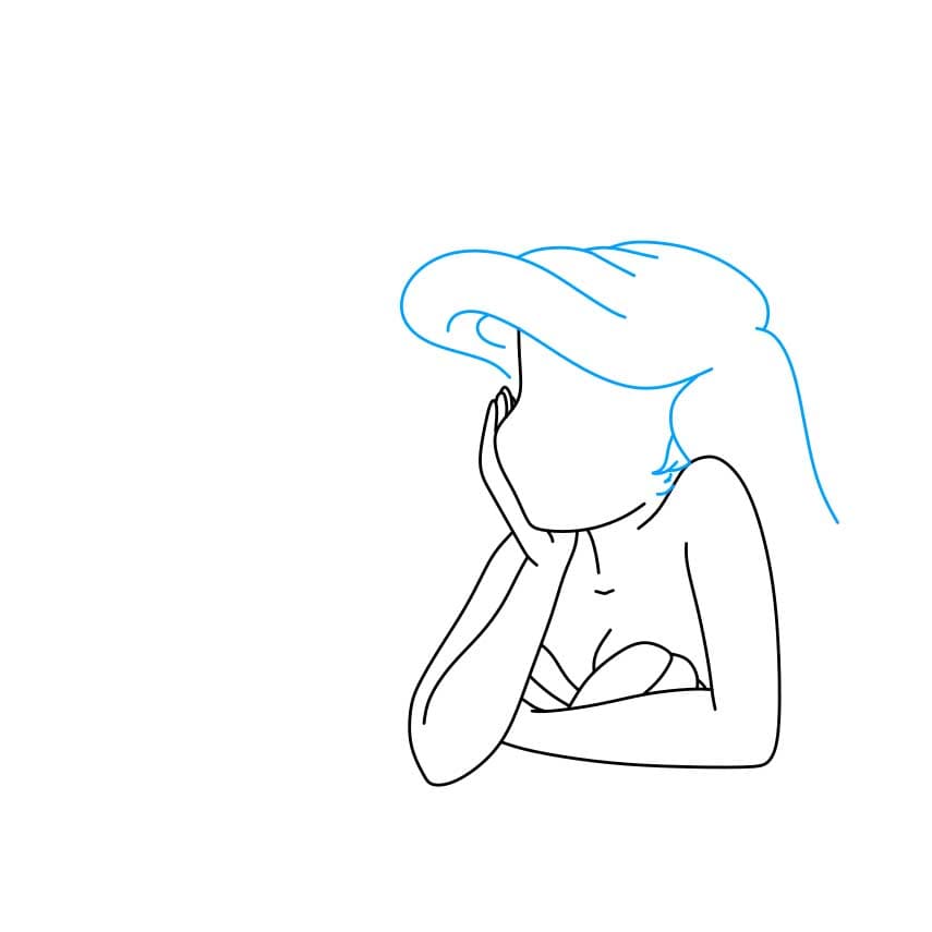 Hướng dẫn cách vẽ nàng tiên cá Ariel cho bé - Bước 4