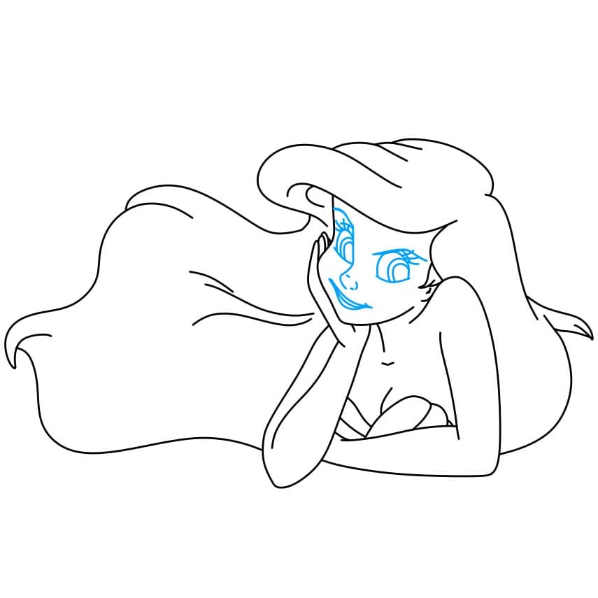 Hướng dẫn cách vẽ nàng tiên cá Ariel cho bé - Bước 5