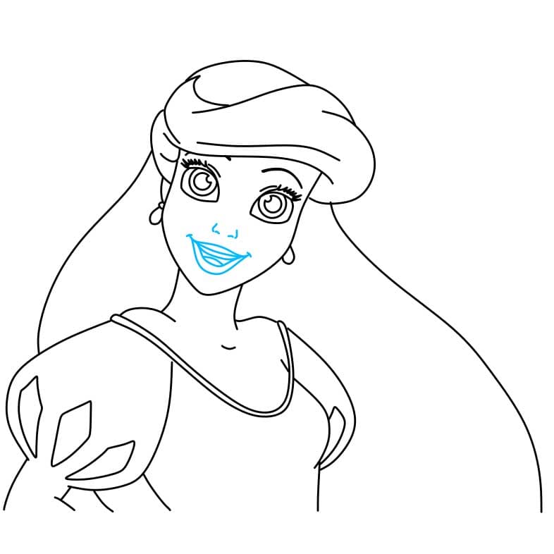 Hướng dẫn cách vẽ nàng tiên cá Ariel chi tiết từng bước cho bé - Bước 5