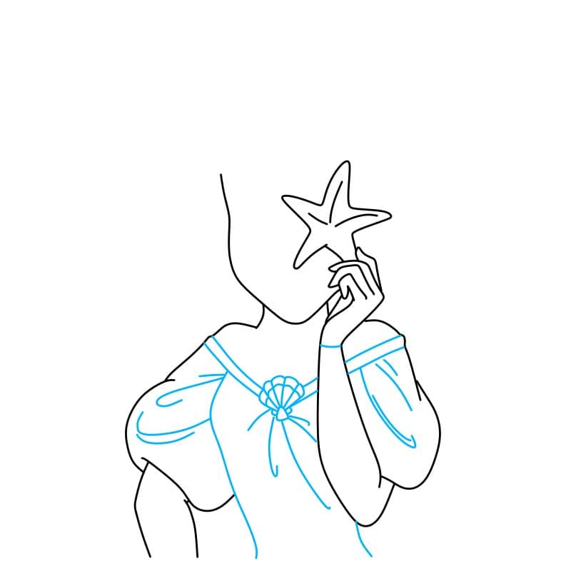 Hướng dẫn vẽ nàng tiên cá Ariel đơn giản dễ thương - Bước 4