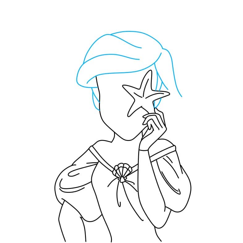 Hướng dẫn vẽ nàng tiên cá Ariel đơn giản dễ thương - Bước 5