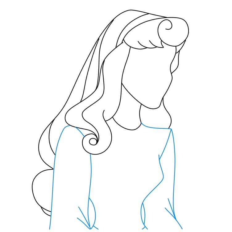 Hướng dẫn cách vẽ công chúa Aurora xinh đẹp và đơn giản cho bé - Bước 4