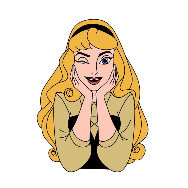 Hướng dẫn cách vẽ công chúa Aurora đang chống cằm