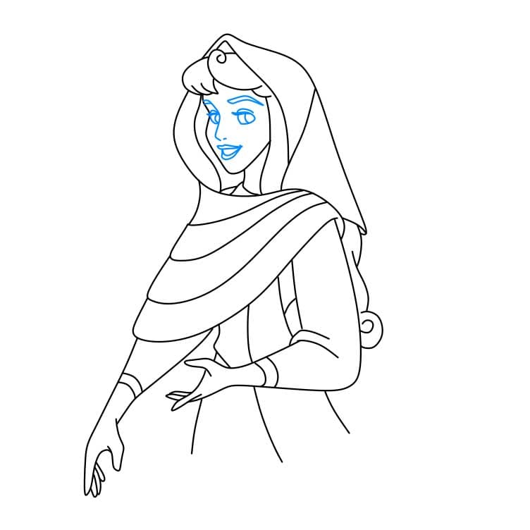 Hướng dẫn cách vẽ công chúa Briar Rose chi tiết từng bước cho bé - Bước 6