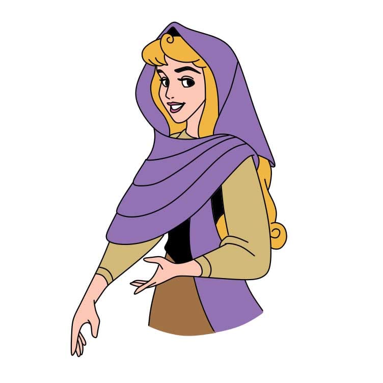 Hướng dẫn cách vẽ công chúa Briar Rose chi tiết từng bước cho bé - Bước 7