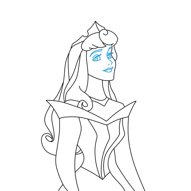 Hướng dẫn vẽ công chúa Briar Rose đơn giản cho bé - Bước 5