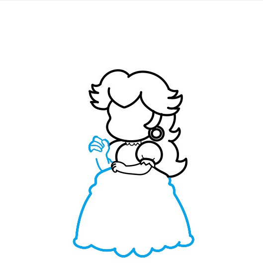 Hướng dẫn vẽ Công chúa đào cầm ô - Bước 5