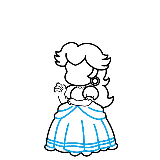 Hướng dẫn vẽ Công chúa đào cầm ô - Bước 6