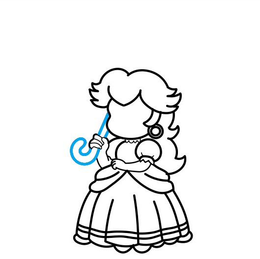 Hướng dẫn vẽ Công chúa đào cầm ô - Bước 7