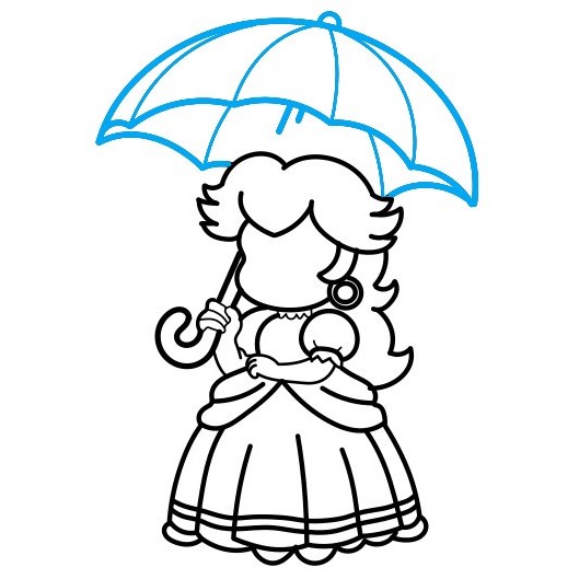 Hướng dẫn vẽ Công chúa đào cầm ô - Bước 8